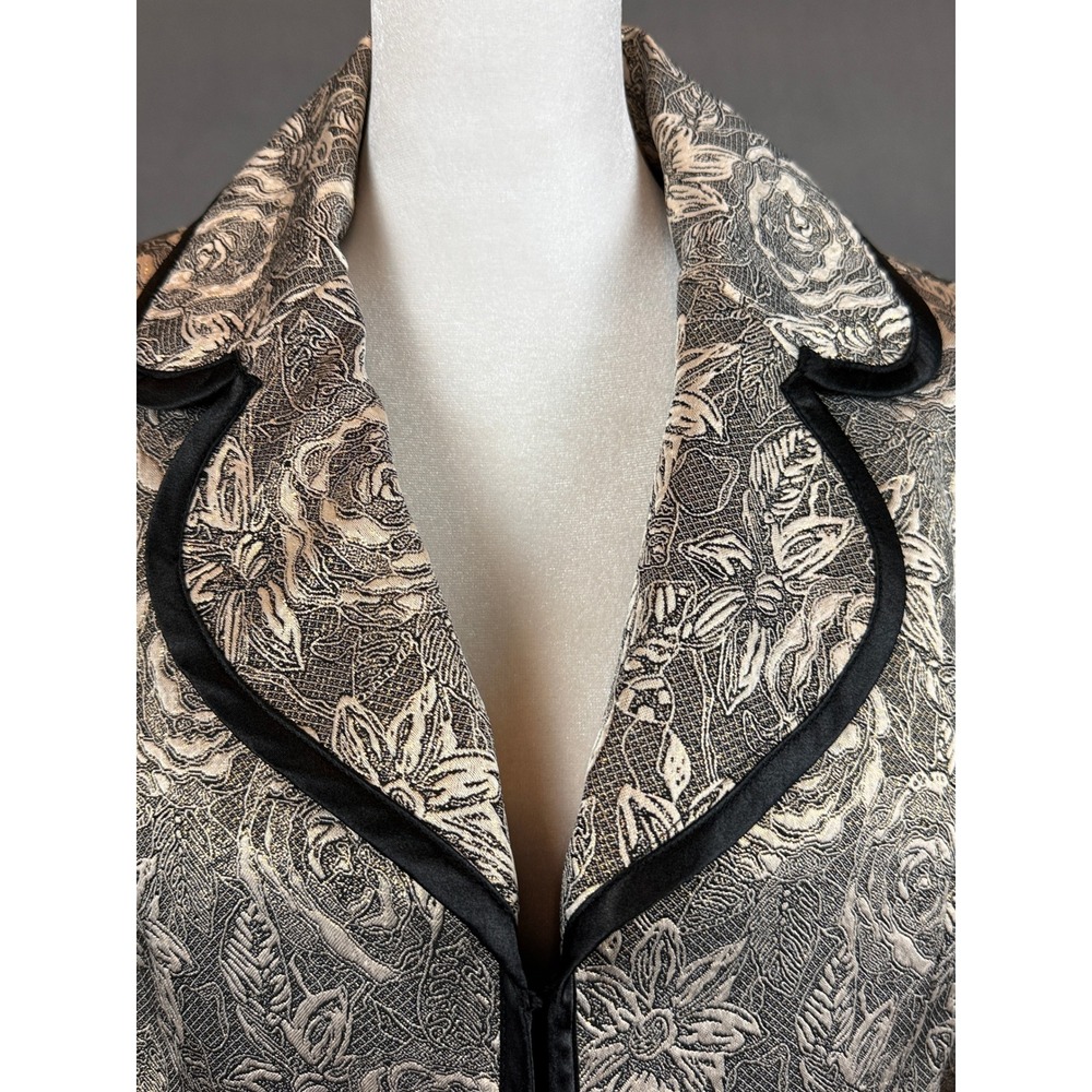 Laura Ashley Petite Blazer PM Metallic Floral Brocade Satin Trim Evening Jacket - Picture 13 of 13